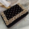 Black stone design and gold bead clutch - Hand bag - 
