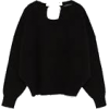 Black sweater with white bow - Swetry - 