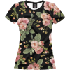 Black t-shirt with pink roses - T恤 - $23.00  ~ ¥154.11