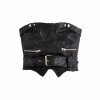 Black tube top PU leather wild party ves - Vests - $27.99 