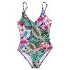 Blooming Jelly Women's One Piece Swimsuit Floral Print Beachwear Spaghetti Strap Bathing Suit High Cut Swimwear Monokini - Swimsuit - $20.99 