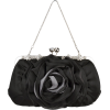Blossom Rose Rhinestones Clasp Closure Soft Evening Bag Baguette Clutch Handbag Purse Shoulder Bag w/2 Chain Straps Black - Hand bag - $22.50 