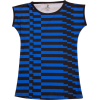 Blue Black Stripe Fitted Tee - T-shirts - $52.00 
