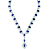 Blue Sapphire Diamond Necklace - Naszyjniki - 