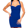 Blue ruched sexy cocktail fitted X back mini dress - Suknia ślubna - $38.99  ~ 33.49€