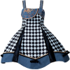 Blue Black Checkered Lolita Steampunk - Vestidos - 