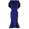 Blue Cape Shoulder Dress - sukienki - 