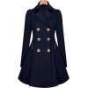 Blue Double Breasted Trench Coat - Jacket - coats - 
