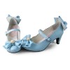 Blue Pearl Lolita Mary Janes Heels Bows - Классическая обувь - 