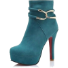 Blue Suede Ankle Bootees - Buty wysokie - 