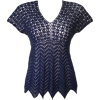 Blue V-Neck Crochet Tank - Other - 