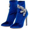 Blue Velvet Rhinstone Stiletto Boot - ブーツ - $94.99  ~ ¥10,691