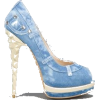 Blue and White Denim Shoe - Klasični čevlji - 