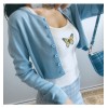 Blue knitted cardigan - 半袖衫/女式衬衫 - $27.99  ~ ¥187.54