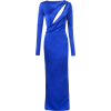 Blue satin open front maxi dress - Kleider - 