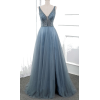 Bluish Gray Shimmer Long Prom Dress - ワンピース・ドレス - $149.34  ~ ¥16,808