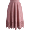 Blush Pink Suede Cutout Midi Skirt - Spudnice - 