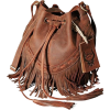 Boho Leather Fringed Bag - Сумочки - 