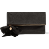 Bow-embellished glittered suede clutch - Hand bag - 