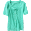 Bow knot Buttoned Short-Sleeve T-Shirt - Shirts - $25.99 