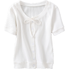 Bow knot Buttoned Short-Sleeve T-Shirt - Shirts - $25.99 