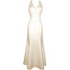 Bridal Satin Beaded Halter Gown Holiday Wedding Dress Ivory - Dresses - $59.99 
