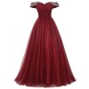 Bridesmay Long Tulle Prom Dress Beaded Off Shoulder Evening Gown Formal Dress - Dresses - $269.99 