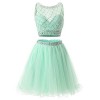 Bridesmay Short Tulle Prom Dress Beaded Two Piece Cocktail Party Dress - Dresses - $149.99  ~ £113.99