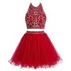 Bridesmay Short Tulle Two Piece Homecoming Dress Beaded Party Dress Prom Dress - 连衣裙 - $229.99  ~ ¥1,541.01