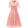 Bridesmay Women’s 1/2 Sleeve V-Neck Floral Lace Cocktail Party Wrap Dress with Belt - Dresses - $39.99 