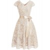 Bridesmay Women's Short Bridesmaid Dresses Embroidered Floral Lace Dress with Cap Sleeve - sukienki - $39.99  ~ 34.35€