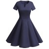 Bridesmay Women's Vintage 1950s Dress V-Neck Short Sleeves Retro Swing Dress - Dresses - $39.99 