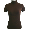 Brown Seamless Short Sleeve Turtleneck Top Diamond Pattern - Camiseta sem manga - $10.95  ~ 9.40€