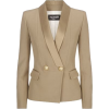 Brown Balmain Crepe Tuxedo Jacket - Jacket - coats - 