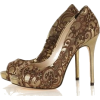 Brown Lace Heels - Klasične cipele - 