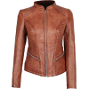 Brown Lambskin Women's Motorcycle Leather Jacket - Jakne in plašči - 203.00€ 