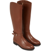 Brown Leather Riding Boots - Buty wysokie - 