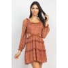 Brown Ruffled Cutout Ditsy Floral Dress - ワンピース・ドレス - $31.90  ~ ¥3,590