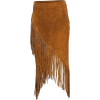 Brown Suede Fringed Skirt - Skirts - 