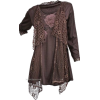 Brown Tunic with Netting Details - Túnicas - 