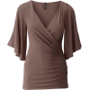 Brown Wrap Style Shirt - Srajce - kratke - 