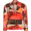 Brown red printed cropped jacket - Chaquetas - 