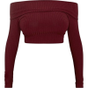 Burgundy Bardot Crop Top - 半袖衫/女式衬衫 - 