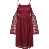 Burgundy Skater Dress in Lace  - Dresses - 