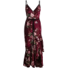 Burgundy Dress with Flowers - ワンピース・ドレス - 