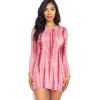 Burgundy Tie-dye Printed Lettuce Trim Bodycon Dress - Платья - $19.80  ~ 17.01€