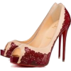 Burgundy and Pink Embellished Heels - Zapatos clásicos - 