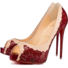 Burgundy and Pink Embellished Heels - Klasyczne buty - 