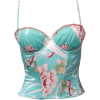 Bustier Floral Print Turquoise and Pink - Camisas sem manga - 