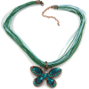 Butterfly Cotton Cord Pendant Necklace - Pendientes - 
